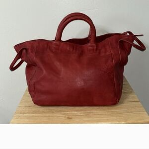 NWOT Free People Leslie Red Genuine Leather Handbag Crossbody Hobo Boho Bohemian
